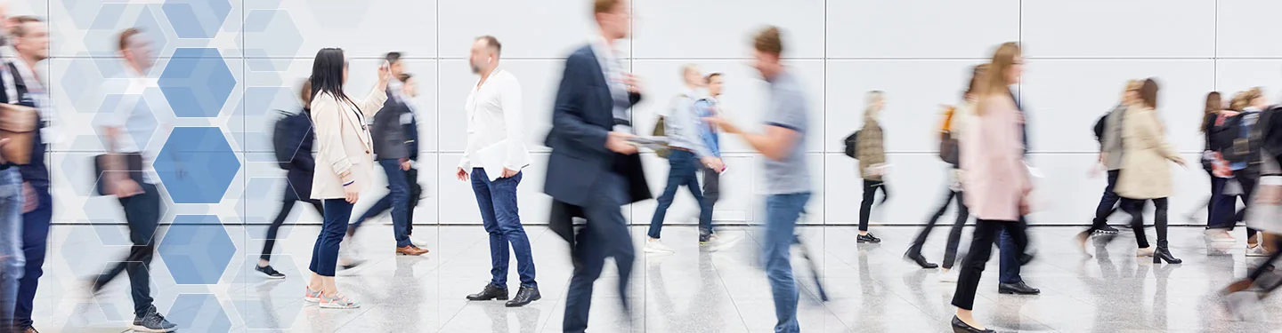 People walking in a mess in a fair hall