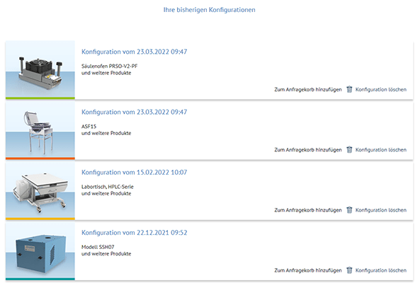 Ansicht der Anfragehistorie